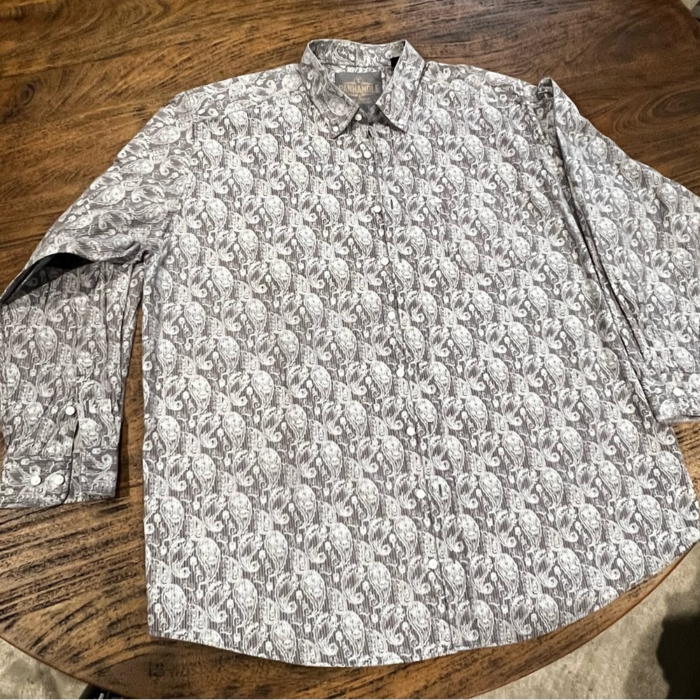Men's Gray Patterned Casual Button Down Shirt
